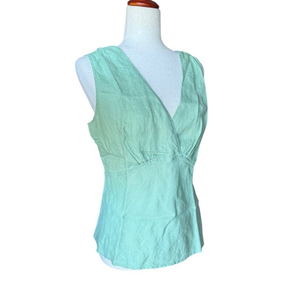 J.Jill Green Linen Tank Top Sleeveless Petite Blouse 14P - Picture 2 of 8